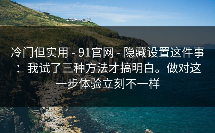 冷门但实用 - 91官网 隐藏设置这件事:我试了三种方法才搞明白。做对这一步体验立刻不一样 第1张 冷门但实用 - 91官网 隐藏设置这件事:我试了三种方法才搞明白。做对这一步体验立刻不一样 第1张