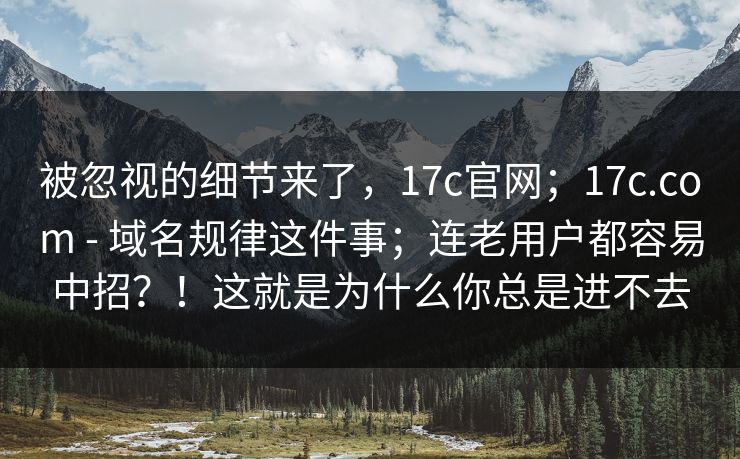 被忽视的细节来了，17c官网；17c.com - 域名规律这件事；连老用户都容易中招？！这就是为什么你总是进不去