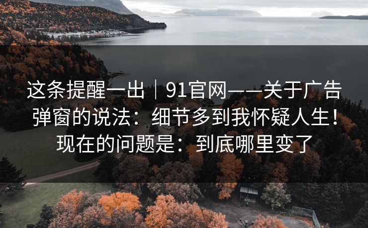 这条提醒一出｜91官网——关于广告弹窗的说法：细节多到我怀疑人生！现在的问题是：到底哪里变了