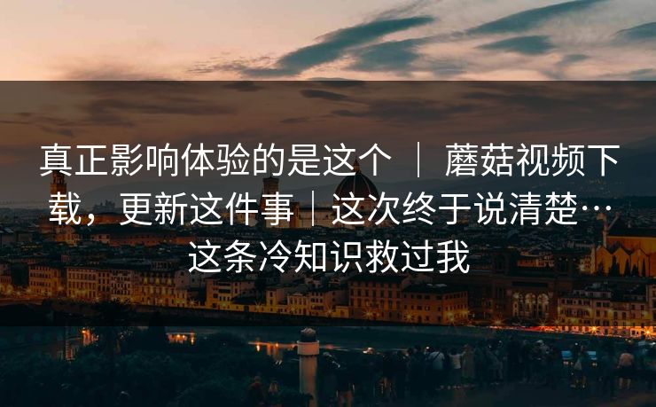 真正影响体验的是这个 ｜ 蘑菇视频下载，更新这件事｜这次终于说清楚…这条冷知识救过我  第1张